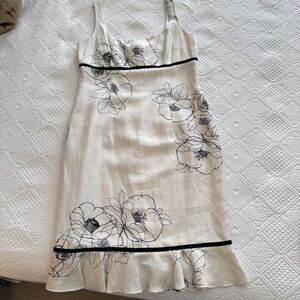 Creamy White Silk Linen Maggy London Dress Women’s Size 8